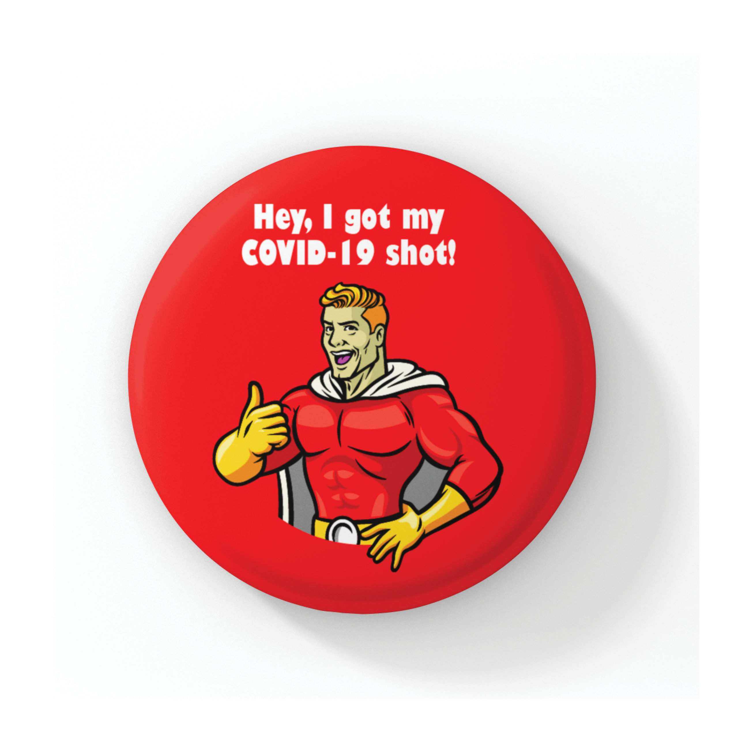 COVID-19 Vaccine Button - Red Super Hero
