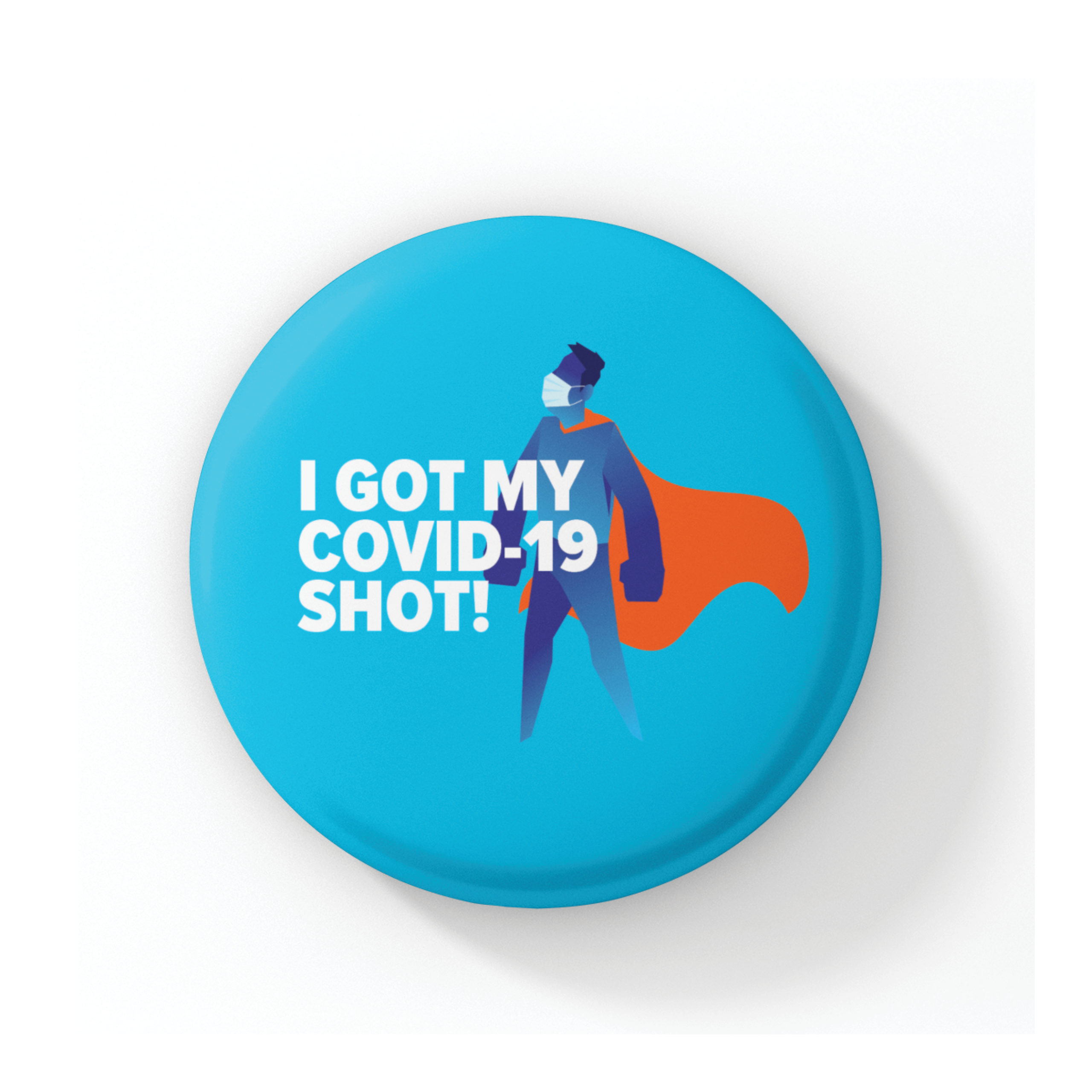 COVID-19 Vaccine Button - Masked Aqua Super Hero