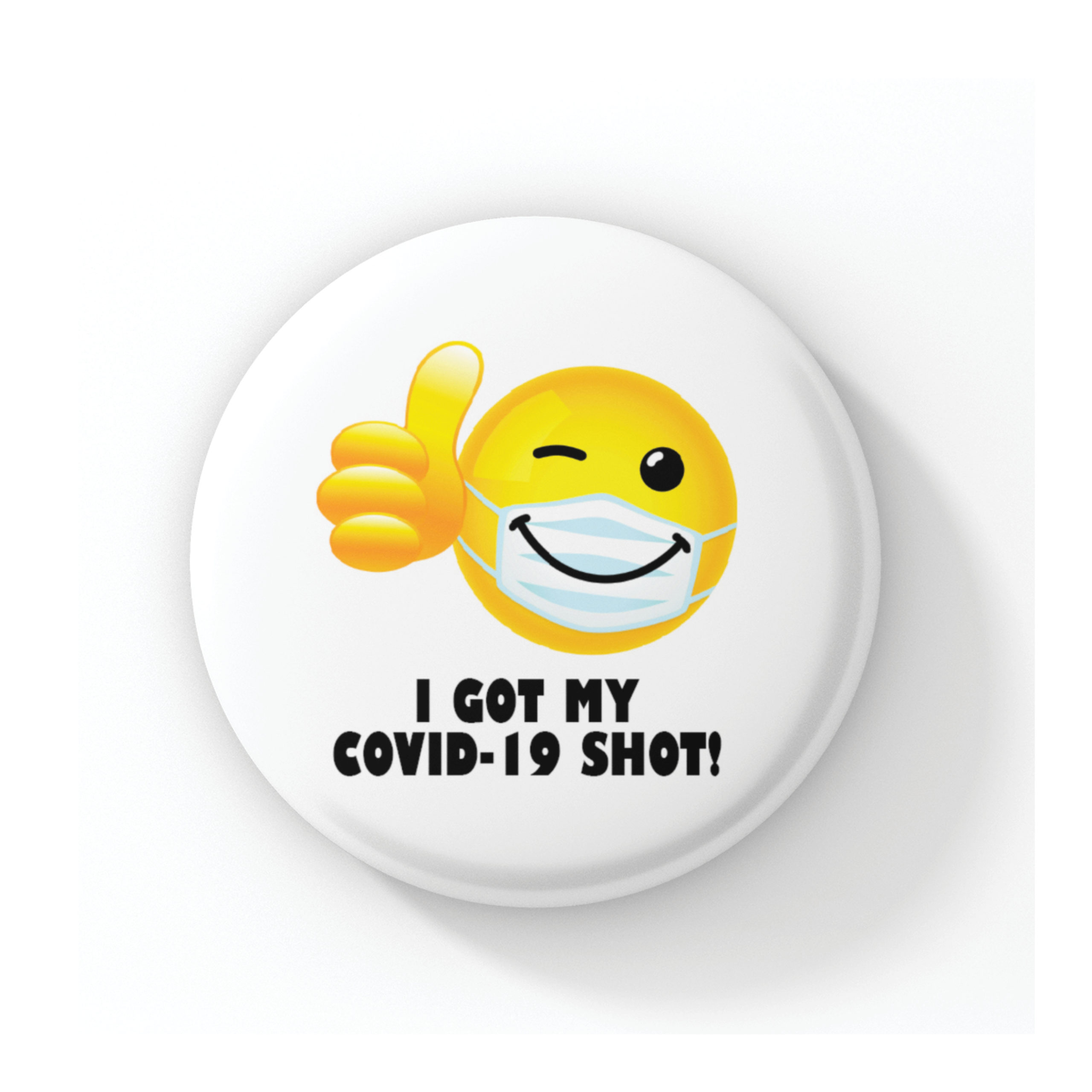 COVID-19 Vaccine Button - Smiley Face