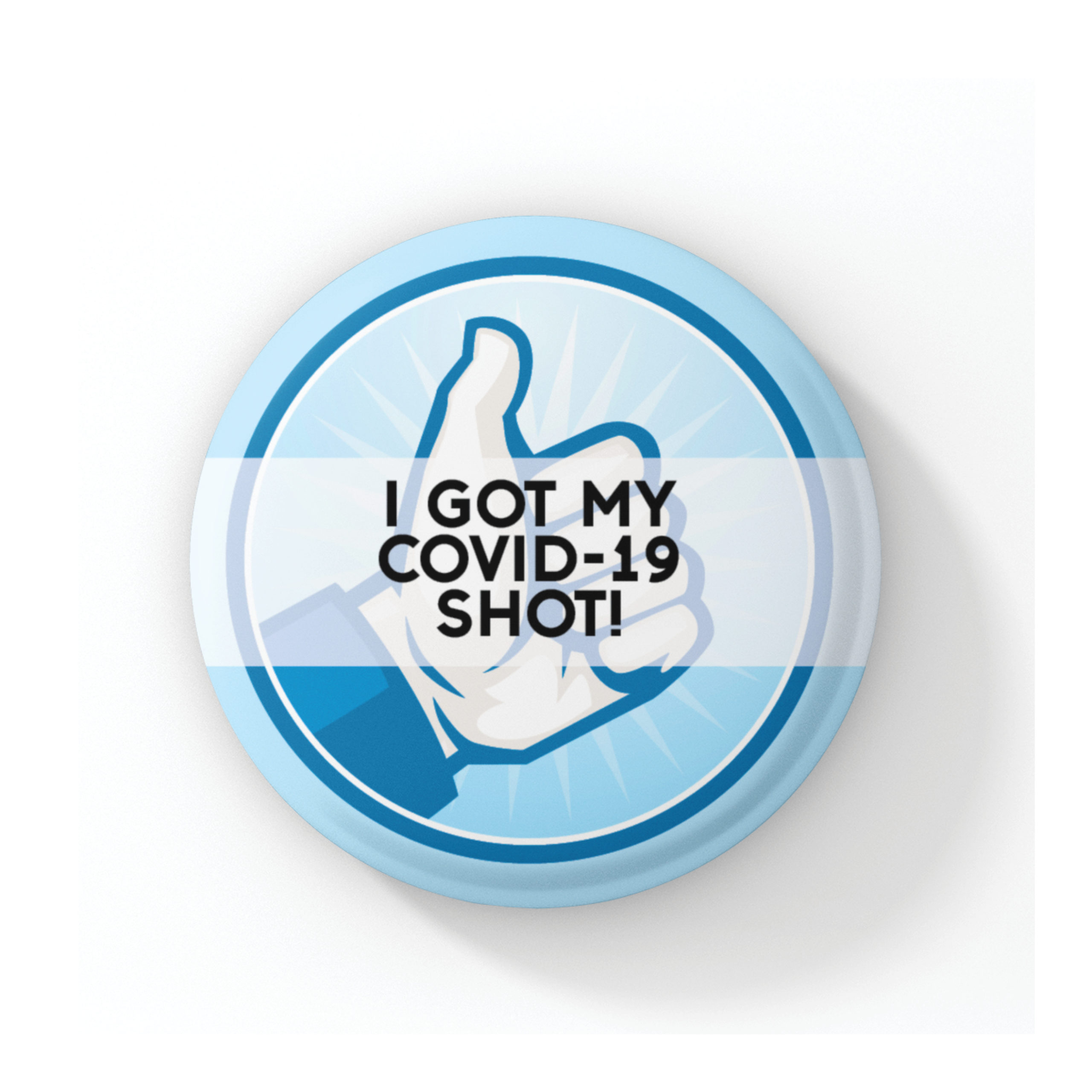 COVID-19 Vaccine Button - Blue Thumbs Up